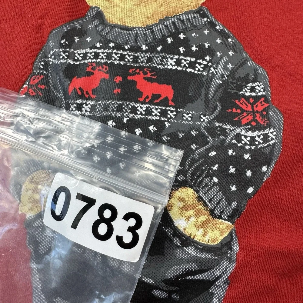 Polo Ralph Lauren Red Fair Isle Polo Bear Cotton S/S T Shirt Size 2XL NWT
